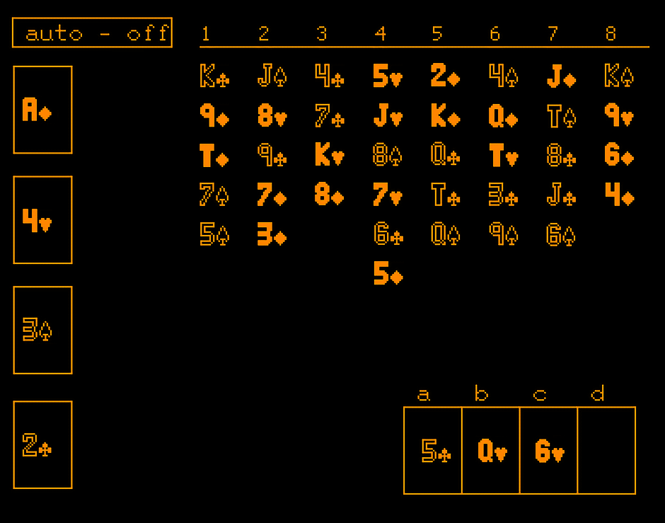 Juego Free Cell de 1978 creado por Paul Alfille en el sistema informático Plato